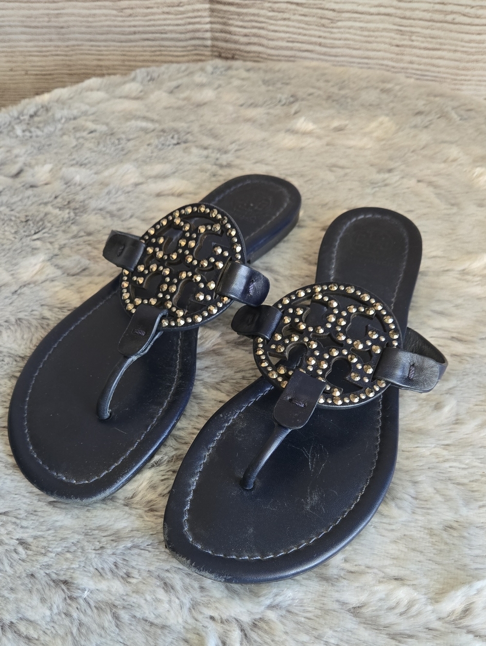 Tory Burch Navy Flip Flops, Womens Size 8.5